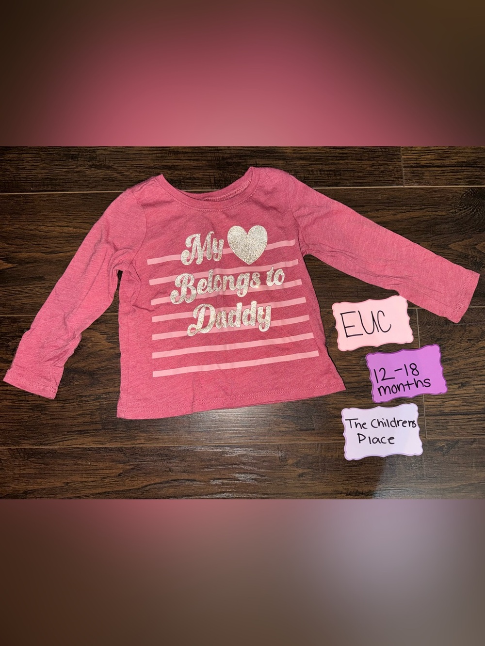 Pink Girls' Long Sleeve Tee - My Heart Belongs to Daddy